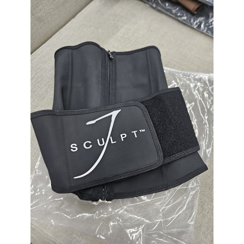 New J Sculpt Waist Trainer Shapewear Black SMALL Size Zipper Adjustable Belt - Picture 4 of 4